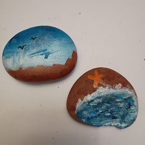 Coastal Scene Hand-Painted Stones